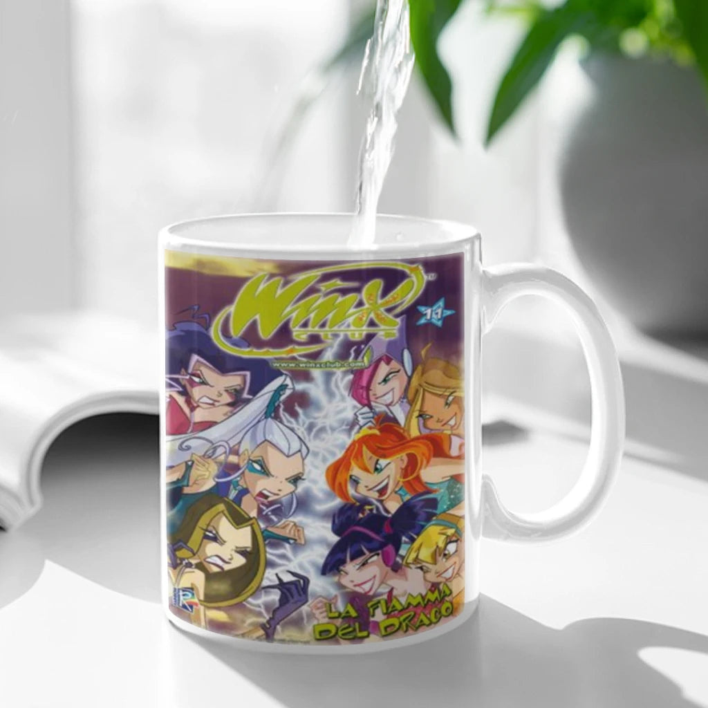 Girl-W-Winx Catoon Clubs Ceramic Mug Cute Coffee Tea Milk Stave Mugs And Cups with Handle Novelty Gifts