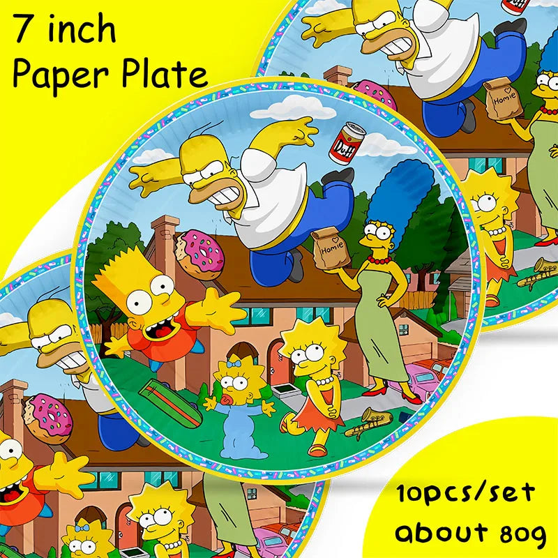 DisneyThe Simpsons Party Decorations Tableware Cup Plate Napkin Sticker Tablecloth Balloons Background Kids Baby Shower Supplies