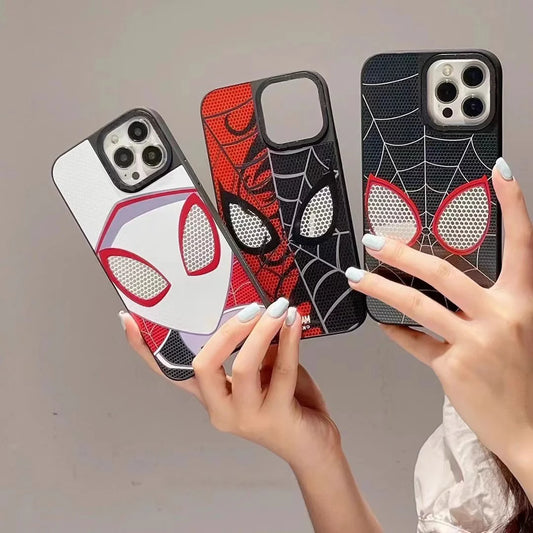 Bandai Cartoon SpiderMan Mask Phone Cases for IPhone 16 15 14 13 12 11 Pro Max 16Pro Mirror Film Spider-mans Back Cover