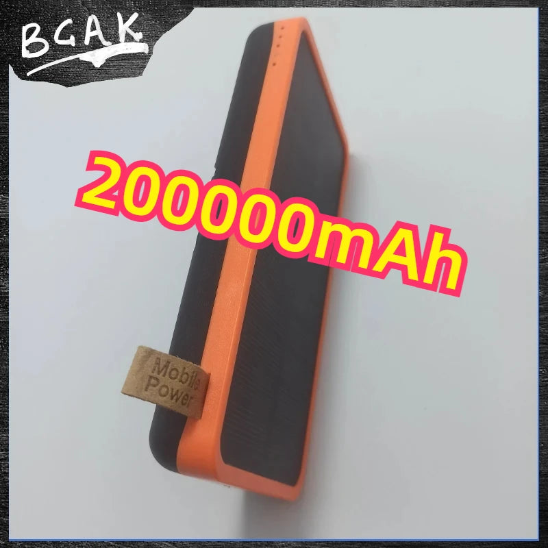 Universal BCAK 200000mah Cross Border Hot Selling Solar Power Banks Wholesale Large Capacity  Waterproof Mobile Power Supply Out