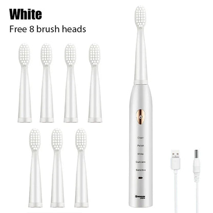 Electric Toothbrush 5-gear Mode USB Charging 4 colors IPX7 Waterproof Ultrasonic Rechargeable Soft Hair Toothbrush Adult Classic