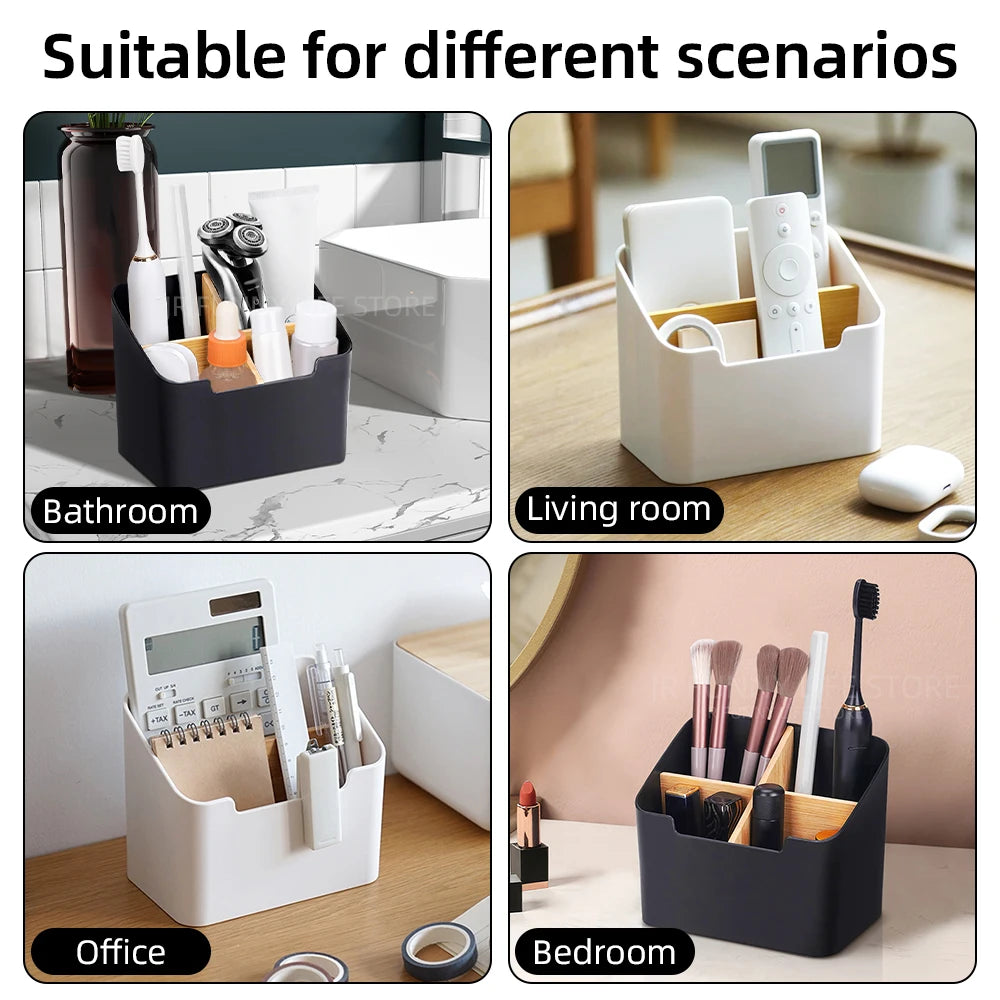 Bamboo Electric Toothbrush Holder For Bathroom Countertop Toothpaste Storage Organizer Toothbrush Stand Bathroom Accessories