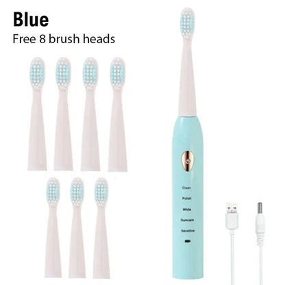 Electric Toothbrush 5-gear Mode USB Charging 4 colors IPX7 Waterproof Ultrasonic Rechargeable Soft Hair Toothbrush Adult Classic