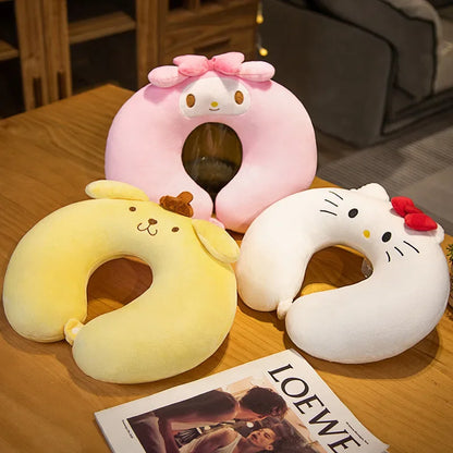 Sanrio Kawaii Hello Kitty U Shaped Pillow My Melody Kuromi Anime Students Lunch Break Travel Portable Neck Protector Mini Pillow