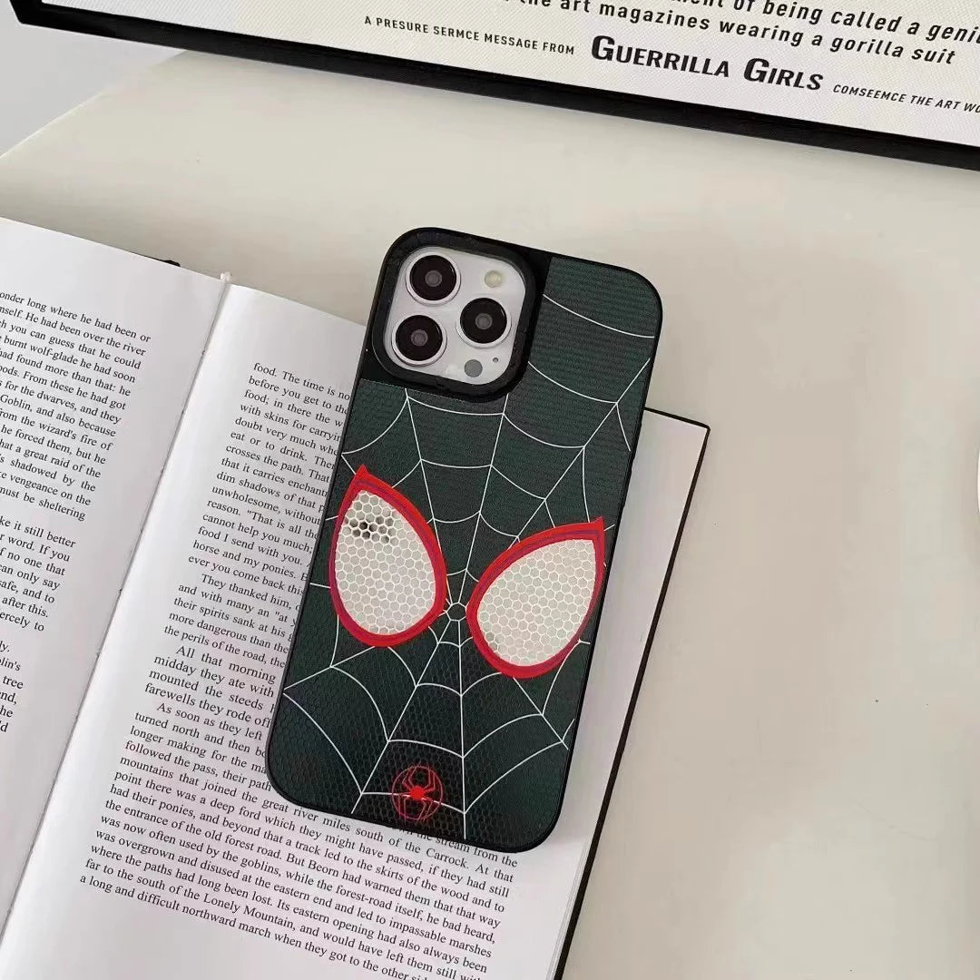 Bandai Cartoon SpiderMan Mask Phone Cases for IPhone 16 15 14 13 12 11 Pro Max 16Pro Mirror Film Spider-mans Back Cover