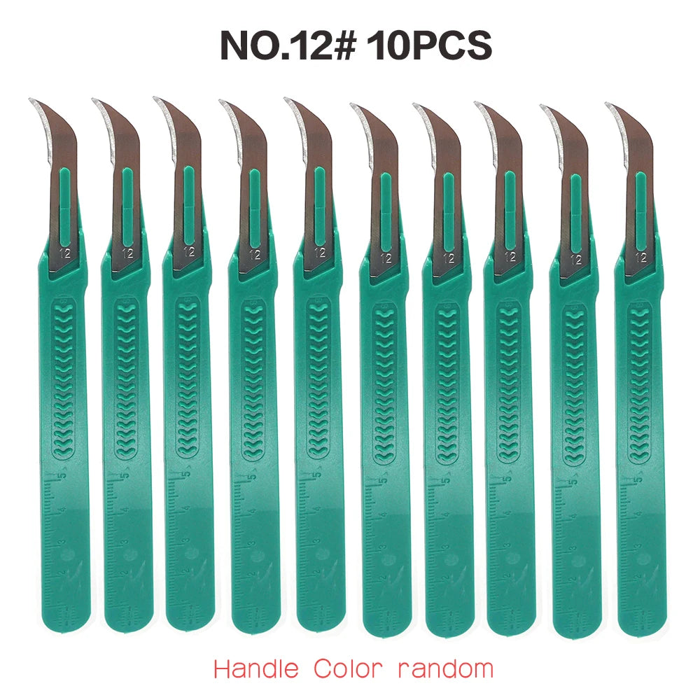 Aseptic Disposable 10# Round Head 10 Scalpels, 11 Point Scalpels For Surgical Skin, Laboratory Anatomy, Carving And Craft Hobby