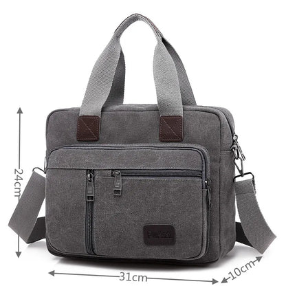 Canvas Men's Handbag Shoulder Bag Travel Large Capacity Multi-layer Crossbody Bag Student Travel Top-handle Bag Leisure Tote