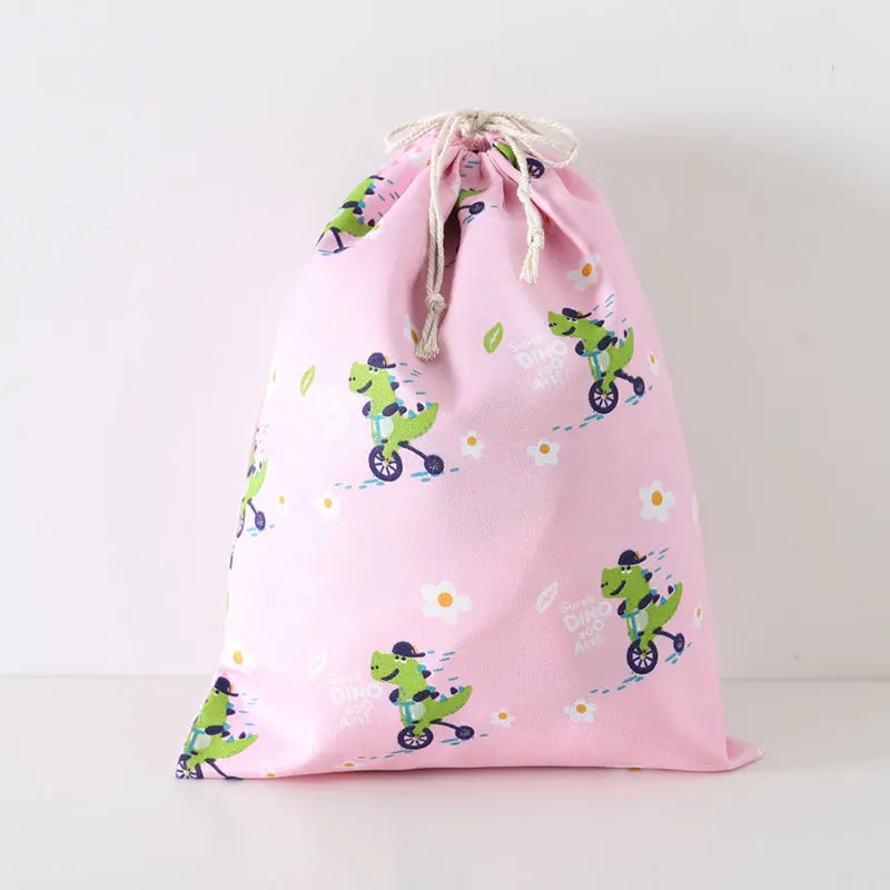 Casual Women Cotton Drawstring Shopping Bag Eco Reusable Folding Grocery Cloth Underwear Pouch Case Travel Xmas Gift Bag