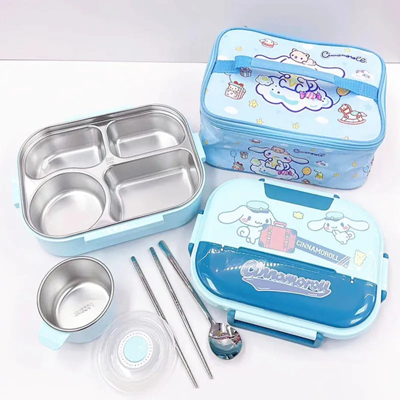 Sanrio Kuromi melody Stainless Steel Bento Lunch Box Bags Meal Prep Hello Kitty Containers Lunch Enfant Lunch Pack for Kids