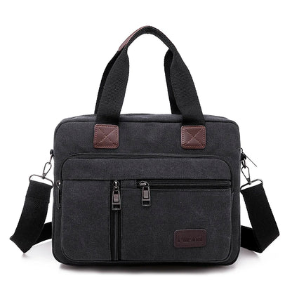 Canvas Men's Handbag Shoulder Bag Travel Large Capacity Multi-layer Crossbody Bag Student Travel Top-handle Bag Leisure Tote