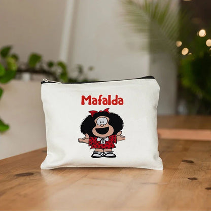 Mafalda Cute Anime Cosmetic Makeup Bag Pencil Organizer Zipper Travel Toiletry Bags Gift Kawaii Make Up Pouch Purse Cute Storage