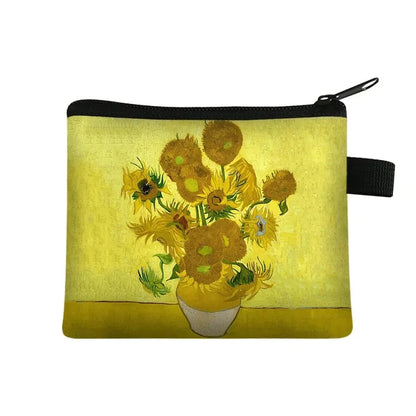 Small Wallet Daisy Pattern Cosmetic Bag Women Waterproof MakeUp Bag Fashion Yellow Sunflowers Toiletry Bag Travel Cosmetic Case