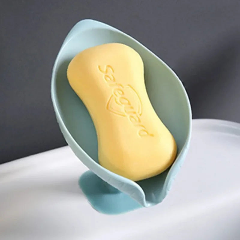 Soap Dish Leaf Soap Box Drain Soap Holder Bathroom Shower Soap Holder Dish Storage Plate Tray Bathroom Supplies Soap Container