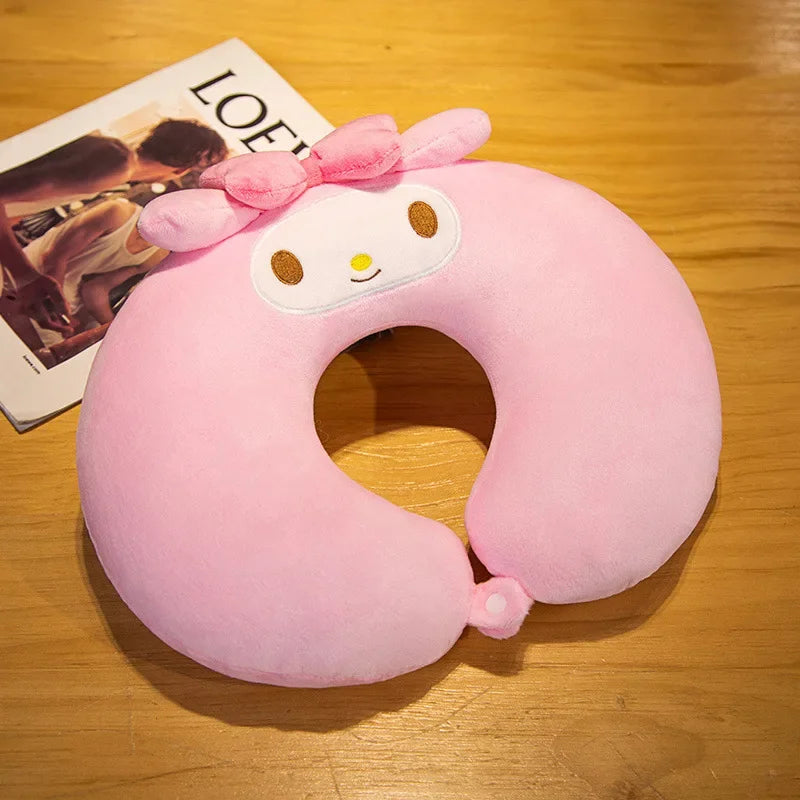 Sanrio Kawaii Hello Kitty U Shaped Pillow My Melody Kuromi Anime Students Lunch Break Travel Portable Neck Protector Mini Pillow