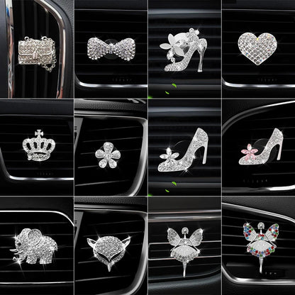 Bling Diamond Car Air Freshener Outlet Perfume Clip Girls High Heel Flower Fragrance Diffuser Interior Car Accessories Xmas Gift