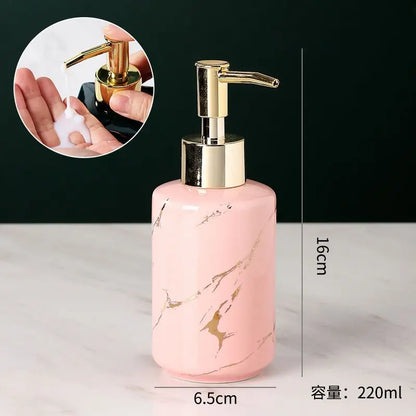 Marbling Emulsion Bottle High-grade Ceramic Soap Container Household Make-up Remover Shampoo Storage Bottle Bathroom Accessories