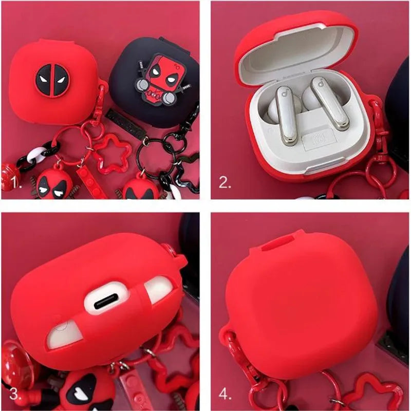 Marvel Deadpool Earphone Case For Anker Soundcore P40i/ R50i/P20i/P25i/Life P3 Silicone Wireless Earbuds Cover With Keychain