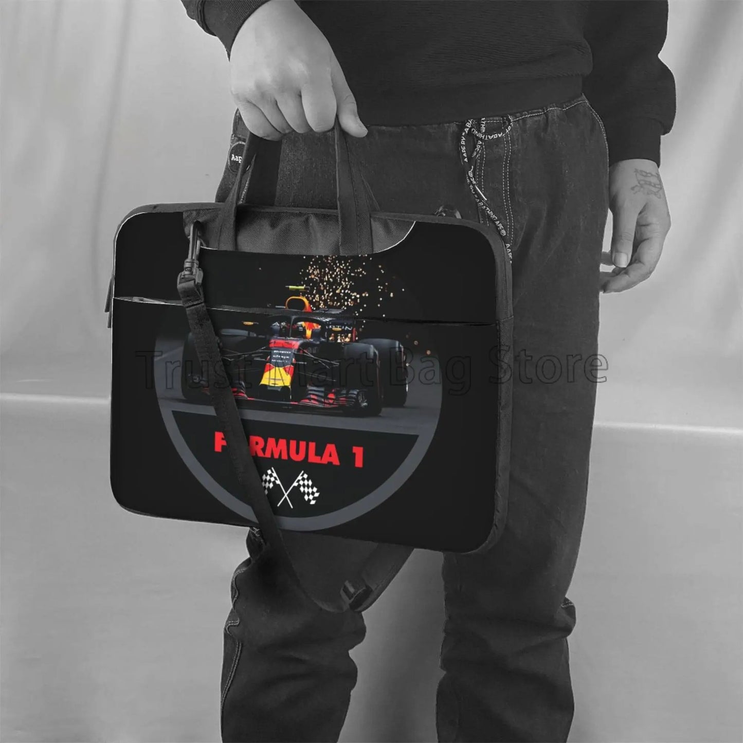 F1 Car Racing Print Laptop Carrying Bag Case Notebook Ultrabook Bag Tablet Cover with Shoulder Strap Handle Fits 13/14/15.6 Inch