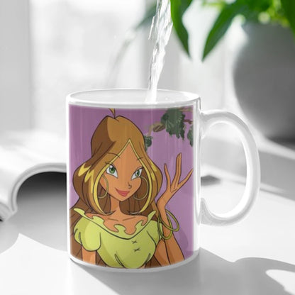 Girl-W-Winx Catoon Clubs Ceramic Mug Cute Coffee Tea Milk Stave Mugs And Cups with Handle Novelty Gifts