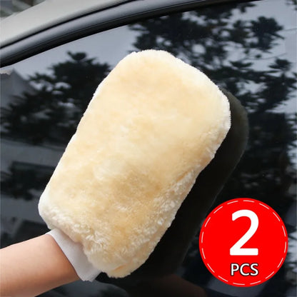 Plush Washing Gloves Car Soft Polishing Thickened Imitation Wool Cleaning Mitt Microfiber Double-faced Glove Car Wash Supplies