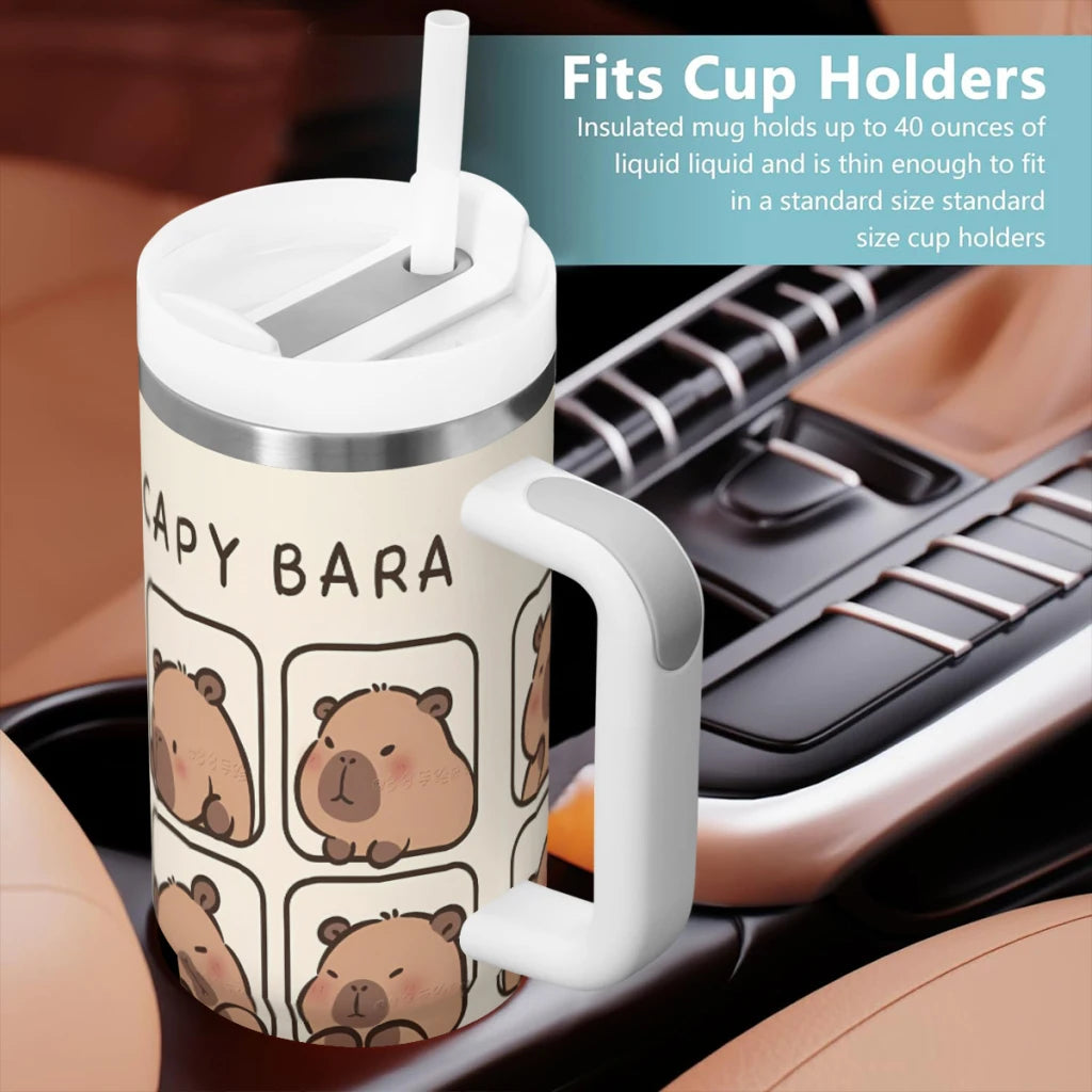 Car Travel Mugs Capybara Stainless Steel 304 Tumbler Water Bottle 40oz/1200ml