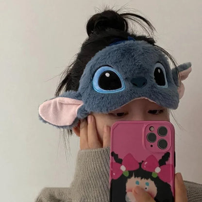 Stitch Cute Cartoon Plush Eye Masks Kawaii Anime Soft Stuffed Blindfold Office Sleeping Block Out Light Eye Mask Christmas Gifts