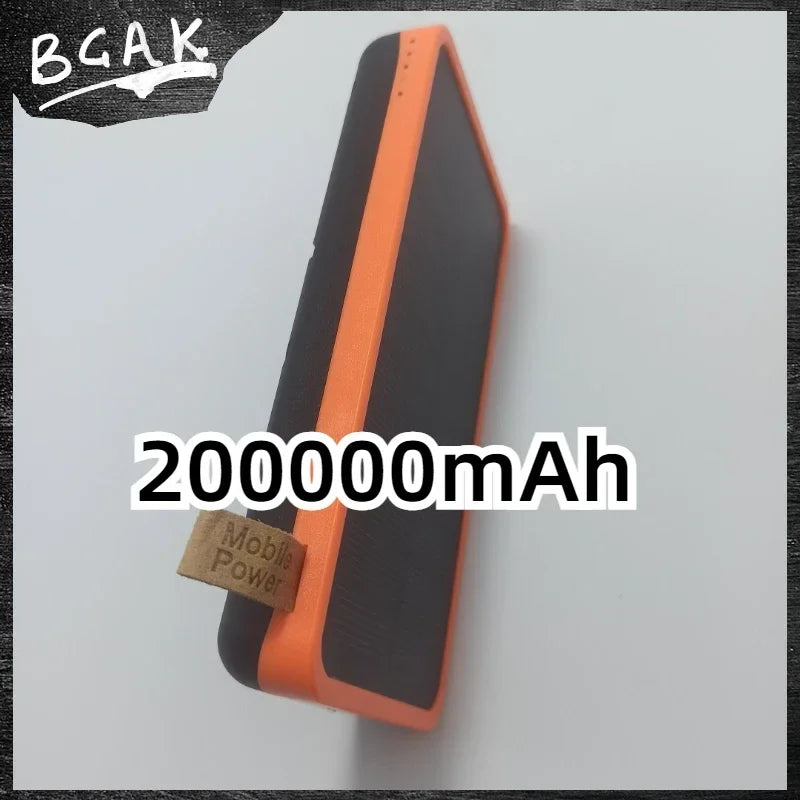 Universal BCAK 200000mah Cross Border Hot Selling Solar Power Banks Wholesale Large Capacity  Waterproof Mobile Power Supply Out