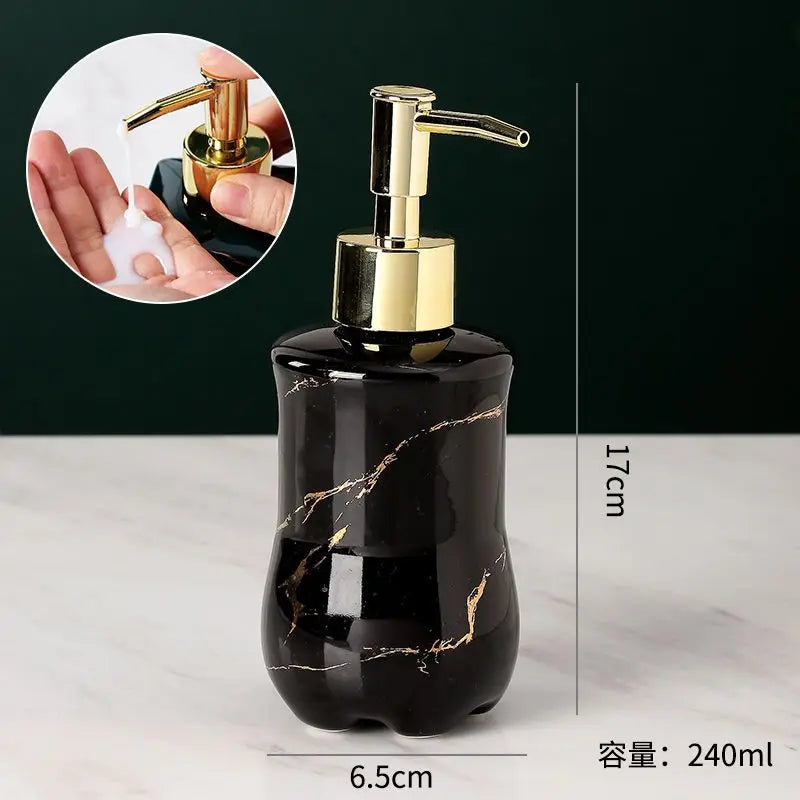 Marbling Emulsion Bottle High-grade Ceramic Soap Container Household Make-up Remover Shampoo Storage Bottle Bathroom Accessories