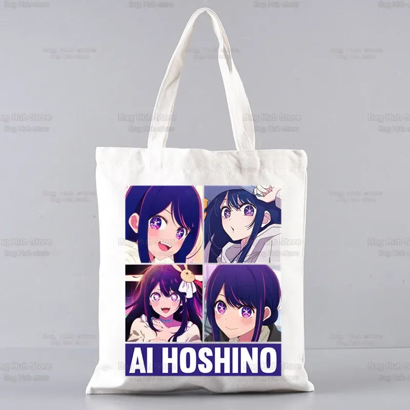 Oshi No Ko Anime Ai Hoshino Ai Ruby Akane Shopping Bag Grocery Handbag Bolsas De Tela Tote Bolsa Shopping Jute Tote Bag Custom