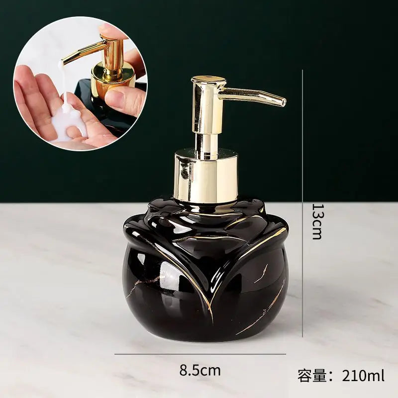 Marbling Emulsion Bottle High-grade Ceramic Soap Container Household Make-up Remover Shampoo Storage Bottle Bathroom Accessories