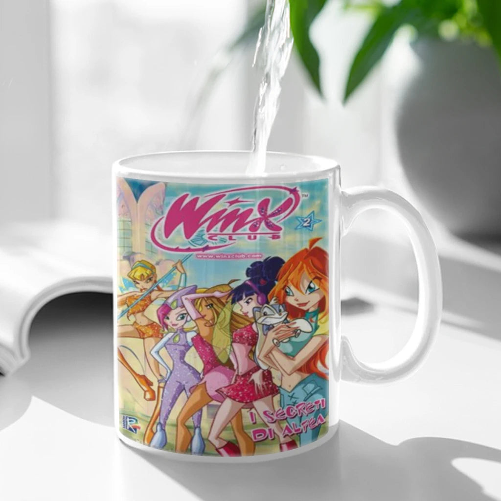 Girl-W-Winx Catoon Clubs Ceramic Mug Cute Coffee Tea Milk Stave Mugs And Cups with Handle Novelty Gifts