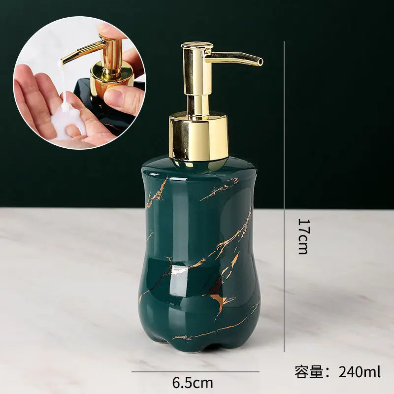 Marbling Emulsion Bottle High-grade Ceramic Soap Container Household Make-up Remover Shampoo Storage Bottle Bathroom Accessories