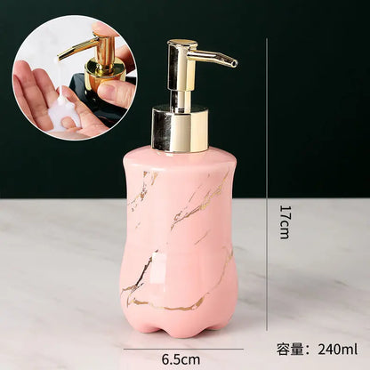 Marbling Emulsion Bottle High-grade Ceramic Soap Container Household Make-up Remover Shampoo Storage Bottle Bathroom Accessories