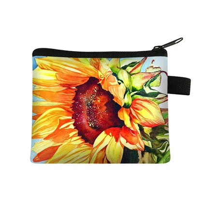 Small Wallet Daisy Pattern Cosmetic Bag Women Waterproof MakeUp Bag Fashion Yellow Sunflowers Toiletry Bag Travel Cosmetic Case