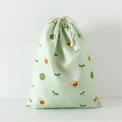 Casual Women Cotton Drawstring Shopping Bag Eco Reusable Folding Grocery Cloth Underwear Pouch Case Travel Xmas Gift Bag