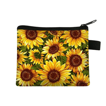 Small Wallet Daisy Pattern Cosmetic Bag Women Waterproof MakeUp Bag Fashion Yellow Sunflowers Toiletry Bag Travel Cosmetic Case