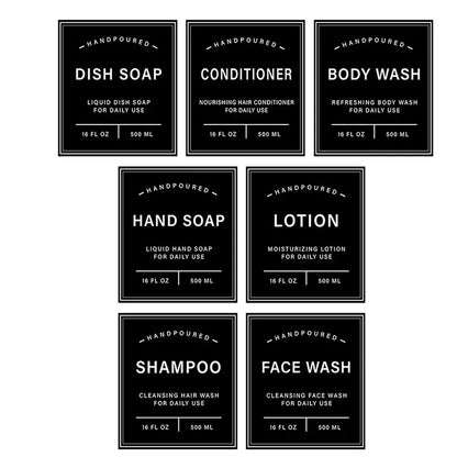 7/8 PCS Shampoo Conditioner Body Wash Bathroom Bottle Stickers Waterproof Soap Dispenser Labels Large Size Lotion Label Sticker