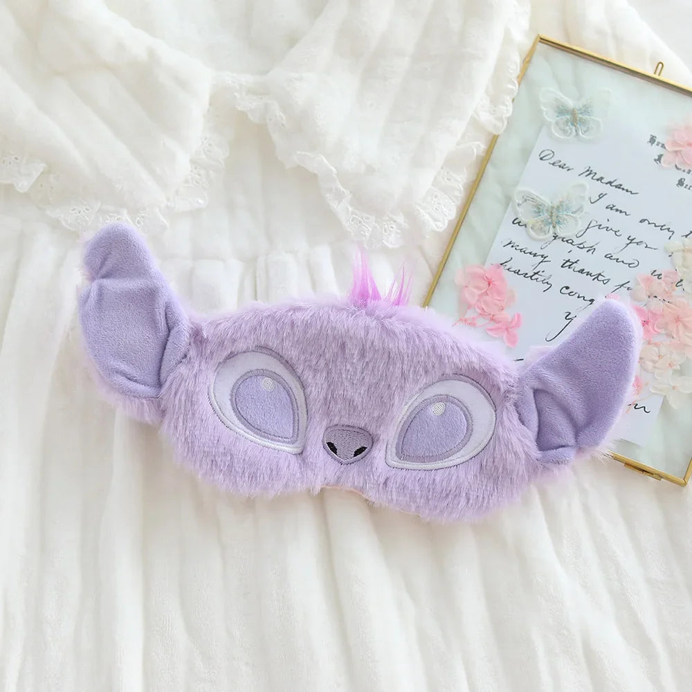 Stitch Cute Cartoon Plush Eye Masks Kawaii Anime Soft Stuffed Blindfold Office Sleeping Block Out Light Eye Mask Christmas Gifts