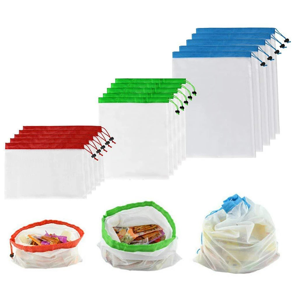 Reusable Mesh Produce Bags Washable Eco Friendly Bags for Grocery Shopping Storage Fruit Vegetable Toys Sundries Bag DROPSHIP