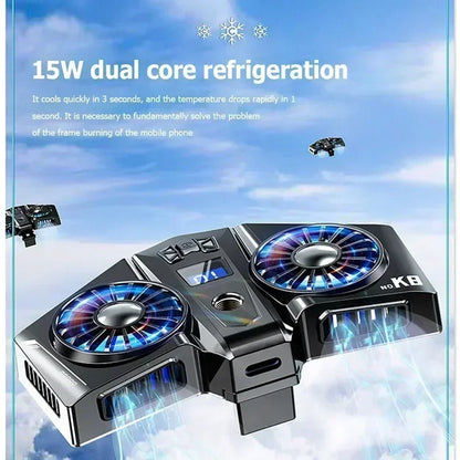 K8 Mobile Phone Semiconductor Back Clip Dual Fast Cooling Fan K8A Tablet Magnetic Game Cooler for Live Broadcast Gaming Radiator