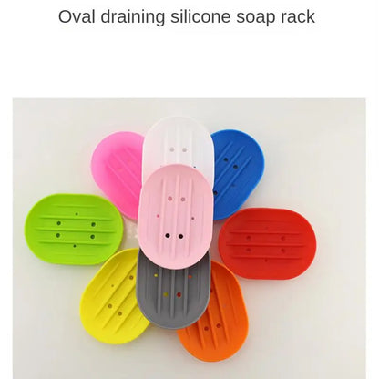 Portable Soap Dish Plate Bathroom Silicone Flexible Soap Holder Travel Holder Dish New Fashion Candy Color Bathroom Soap Dish