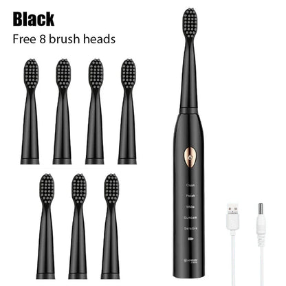 Electric Toothbrush 5-gear Mode USB Charging 4 colors IPX7 Waterproof Ultrasonic Rechargeable Soft Hair Toothbrush Adult Classic