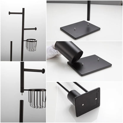 Toilet brush Floor type paper towel holder Household bathroom waterproof toilet paper roll paper vertical integrated Tuhao Jin