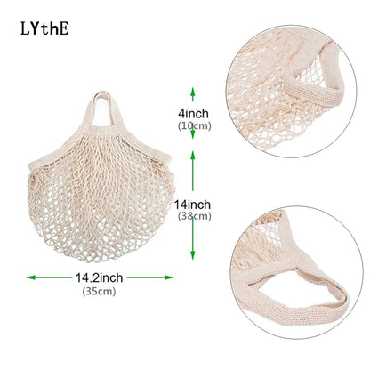 Reusable Grocery Bags Eco-friendly Organic Cotton Mesh Tote Bags Portable Net String Bag for Shopping Storage Fruit Vegetable