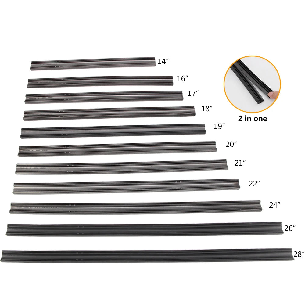 KOSOO 1PCS Car Wiper Blade Insert Natural Rubber Strip 10mm 14"16"17"18"19"20"21"22"24"26"28" Windscreen FR Wipe Car Accessories