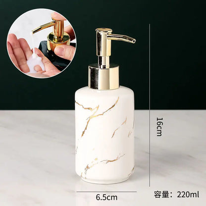 Marbling Emulsion Bottle High-grade Ceramic Soap Container Household Make-up Remover Shampoo Storage Bottle Bathroom Accessories