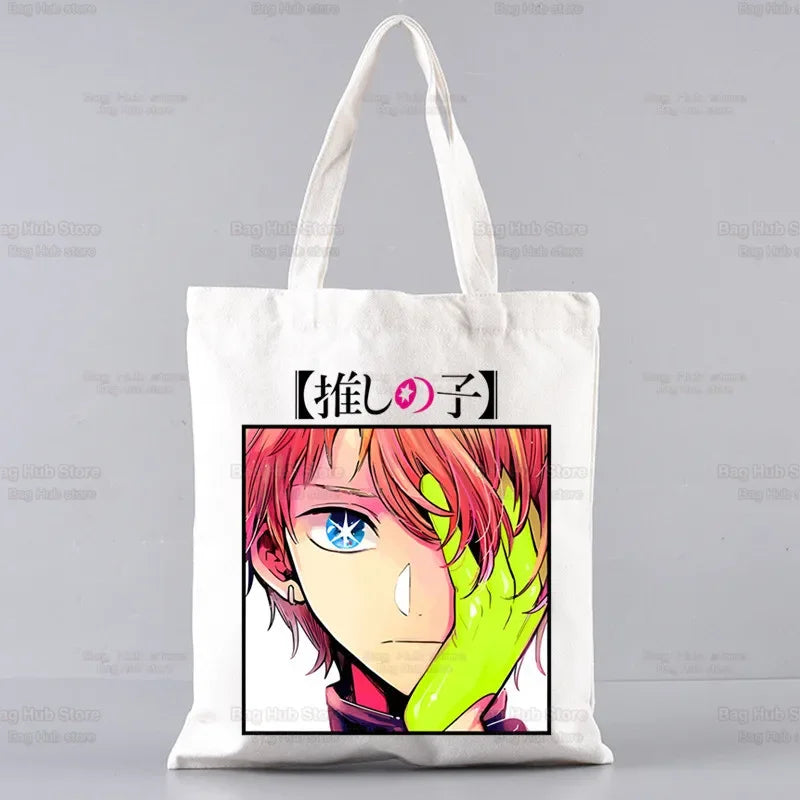 Oshi No Ko Anime Ai Hoshino Ai Ruby Akane Shopping Bag Grocery Handbag Bolsas De Tela Tote Bolsa Shopping Jute Tote Bag Custom