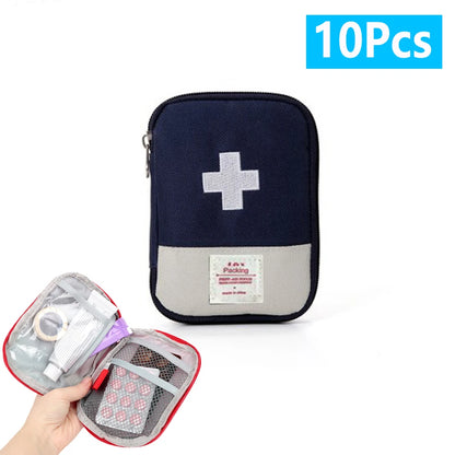 1/2/10Pcs Mini Portable Medicine Bag First Aid Kit Outdoor Medical Emergency Kits Pouch Organizer Home Medicine Pill Storage Bag