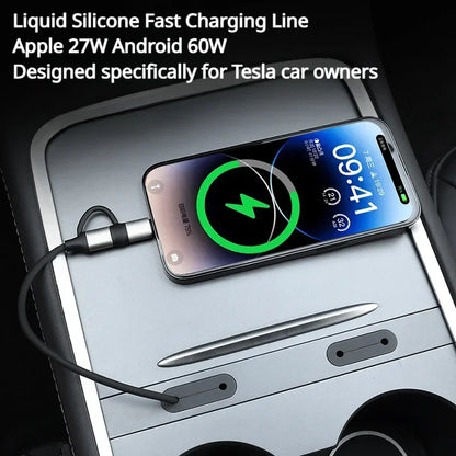 Fast Charging Charger Cable for Tesla Model 3 Y 60W Type-C 27W Lightning Phone Charging Liquid Silicone Upgrade Usb TypeC Modely