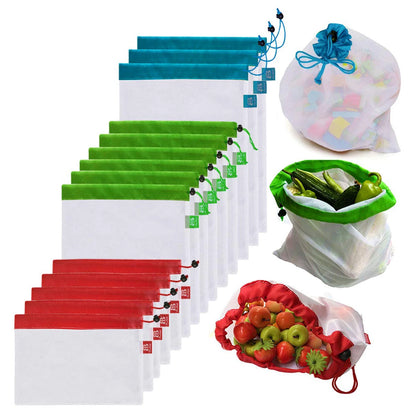 Reusable Mesh Produce Bags Washable Eco Friendly Bags for Grocery Shopping Storage Fruit Vegetable Toys Sundries Bag DROPSHIP